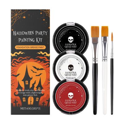 Face and Body Paint,Black White Red Face Body Paint with Brushes - Long Lasting Pigments Halloween Makeup Set for Stage Performance Themed Party Women Men