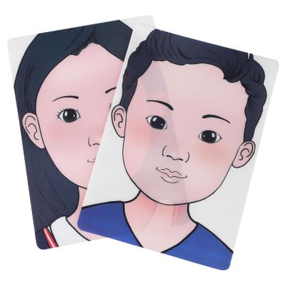 NOLITOY Reusable Face Paint Practice Board with Human Face Prints Lightweight Plastic Makeup Training Templates for Boys Portable Safe Rounded Corners