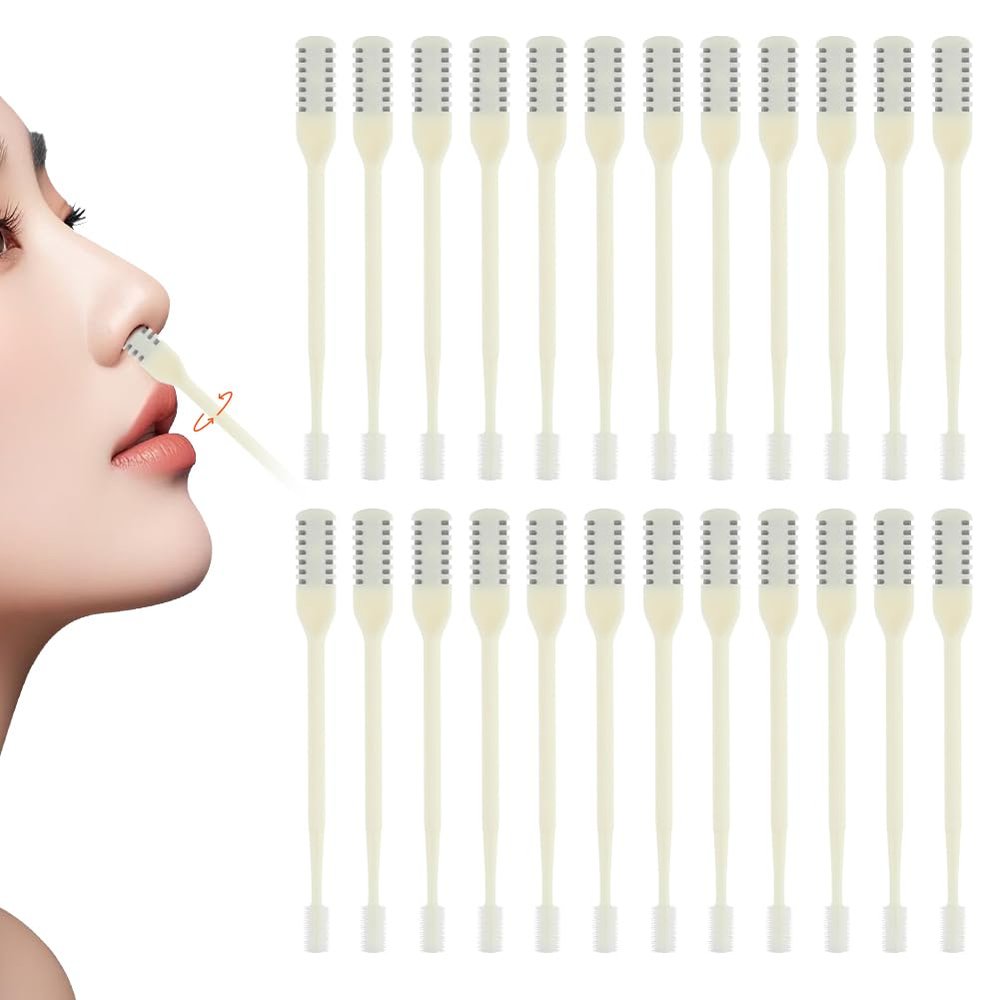 Dovciua 2-in-1 Nasal Hair Cutter, Upgraded Double-Sided Nose Hair Knife with Ear Picker, 360 Nostril Hair Remover Tool, Portable Nose Hair Trimmer for Women and Men (24pcs)
