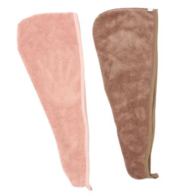 ABOOFAN 2pcs Microfiber Hair Drying Caps Thick Absorbent Fast Dry Hair Towels Soft Breathable Turban for Shower Spa Travel Home Use with Pink and Colors