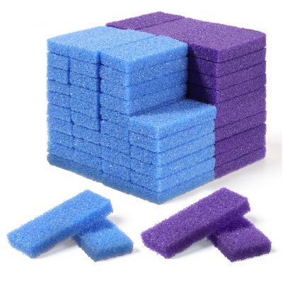 IANFAN 200 Pcs Disposable Foot Pumice Stone Bulk, Foot Scrubber Pumice Pads for Dead Skin Foot Callus Remover Bath Spa, 3.54 x 1.77 x 0.47 Inch(Purple, Blue)