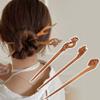 1Pc Handmade Ancient Chinese Japanese Wood Hair Sticks, Wooden Vintage Retro Carved Long Fork Pen Shawl Sticks, Wooden Hairpin, Hair Accessory, Classical Style Hairpin view 4
