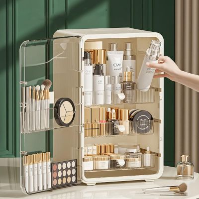ADFLTFC Makeup Organizer, Dust Water Proof Cosmetics Storage Display Case with Drawers,Cosmetics Storage and Display Case,Countertop Cosmetic Storage Transparent Cover for Bedroom Bathroom(A)