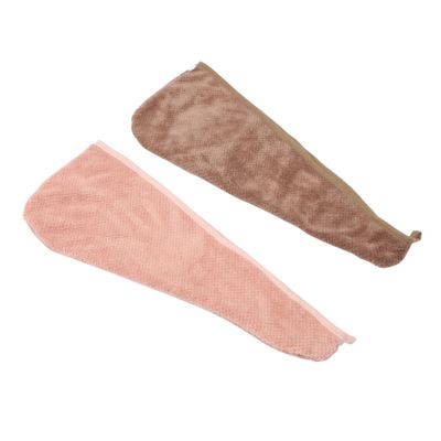 CATIEBYE 2pcs Microfiber Hair Turban Towels Thick Coral Fleece Absorbent Hair Drying Caps for Shower Spa Makeup with Fast Drying and Comfortable Wrap Pink