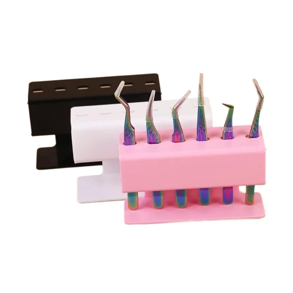 BMXIAJW Acrylic Eyelash Tweezers Storage Holder Stand 6/8 Holes Convenient Tweezers Stand Shelf Hold Lash Extension Women Makeup Tools(Gold)