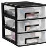Healifty Three-Tier Plastic Makeup Storage Box with Drawer Design Black view 1