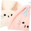 ABOOFAN 2PCS Cartoon Coral Hair Drying Caps for Women Water Absorbent Fast Drying Shower Towels with Lovely Bowknot and Ears Soft Microfiber Hair Wraps for Bath and Gym White Pink view 3