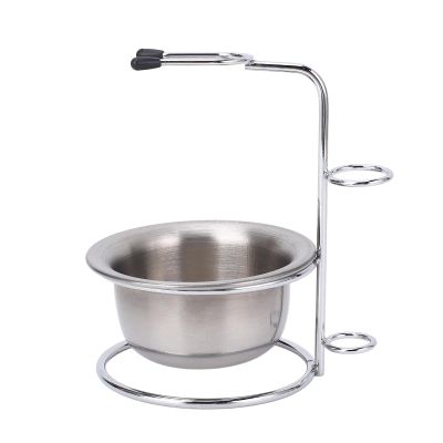 TengXiCLP Stainless Steel Shaving Stand Bowl Set with Metal Shaving Brush Holder and Thick Foaming Bowl, Rustproof and Practical for a Complete Shaving Experience