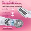 ANYLIV 3 in 1 Bikini Trimmer for Women, Electric Razors for Women with Display, Painless Bikini Trimmer, USB Charging, Electric Shaver for Woman,Shaver for Woman for Face, IPX7 Waterproof,White view 3