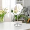 10X Lighted Makeup Mirror, 360 Rotation and Liftable, 3 LED Light Setting, Rechargeable Double Sidede Magnifying Vanity Mirror, Adjustable Brightness Cosmetic Light up Mirror, Silver view 2
