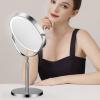 10X Lighted Makeup Mirror, 360 Rotation and Liftable, 3 LED Light Setting, Rechargeable Double Sidede Magnifying Vanity Mirror, Adjustable Brightness Cosmetic Light up Mirror, Silver view 3