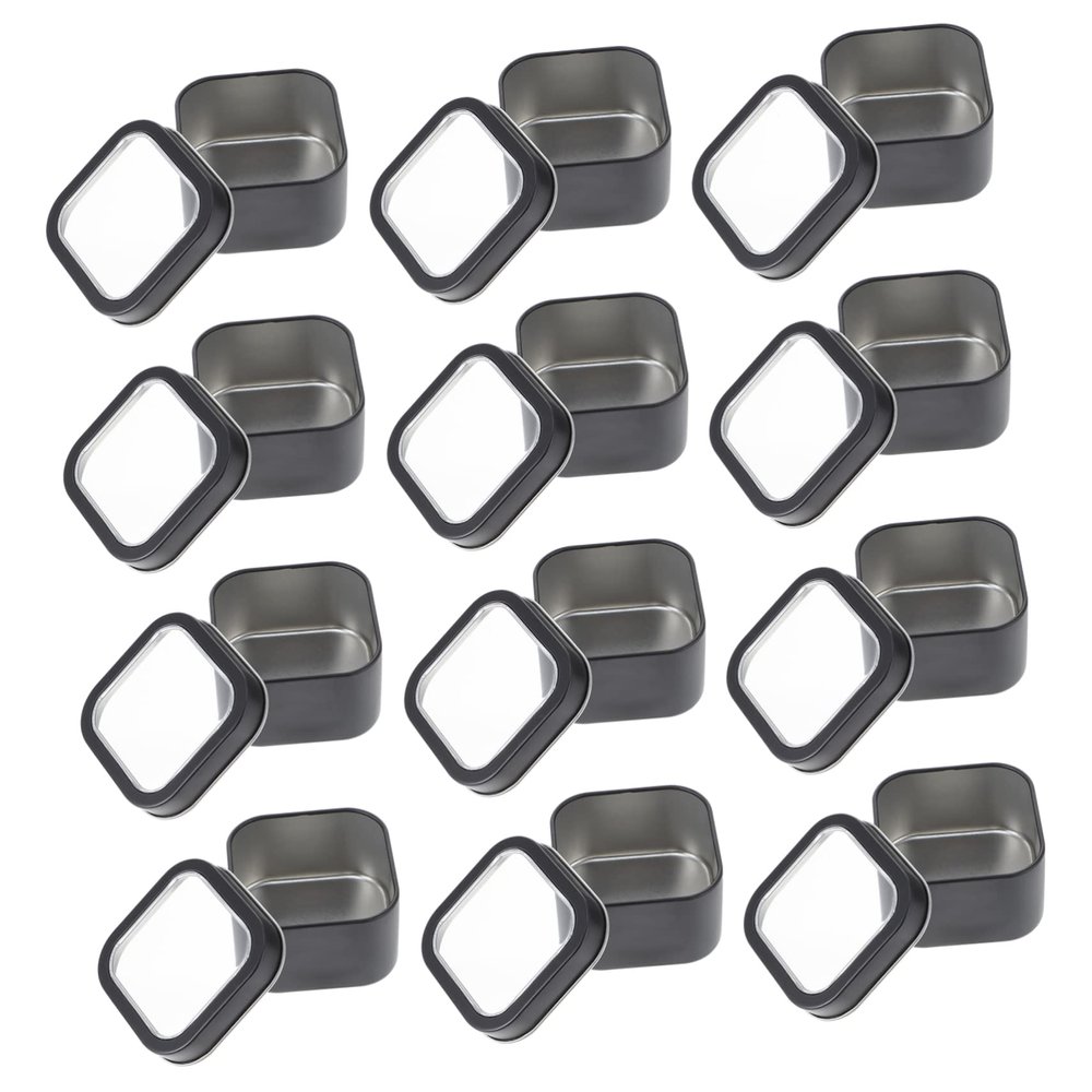 Didiseaon 15pcs 4 Oz Metal Tin Containers with Window Lids Xmas