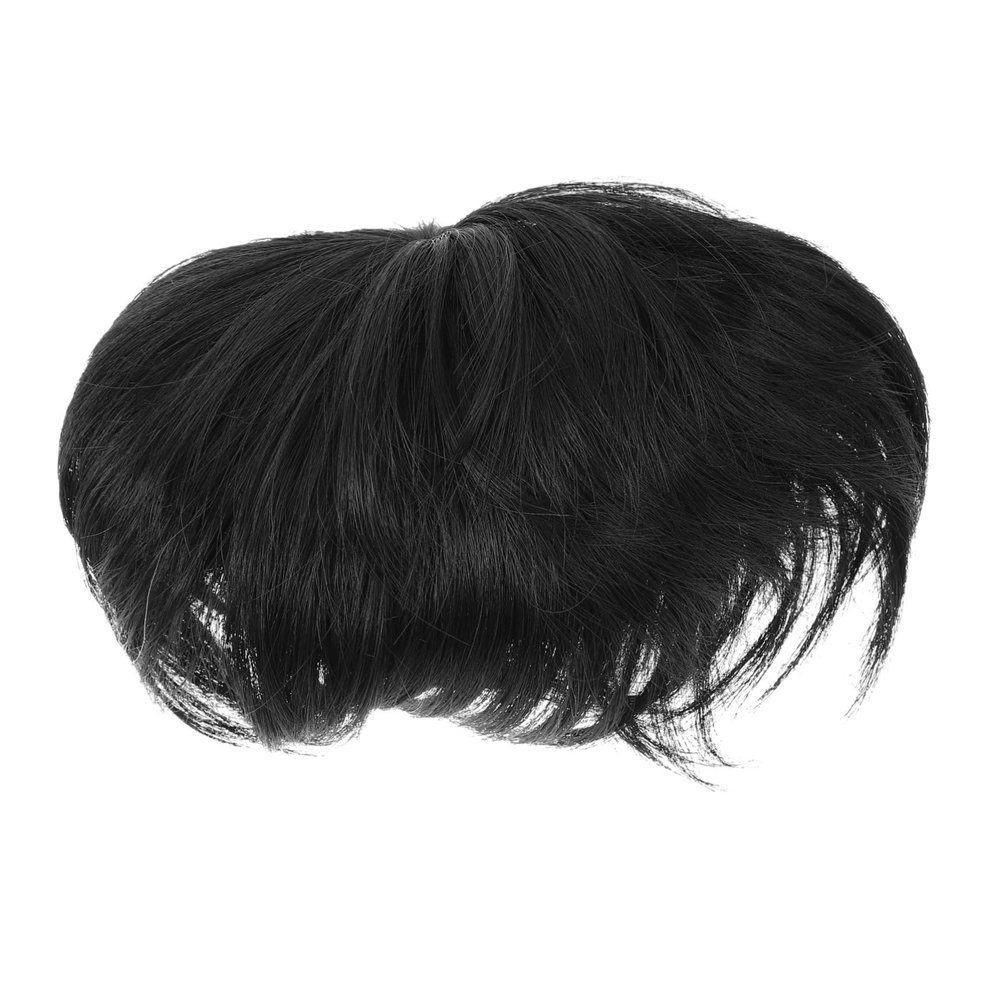 PartyKindom Lightweight Male Hair for Bald Spots Short Straight Wig for Middle Aged Men Invisible Seamless Toupee Hair Replacement for Natural Look