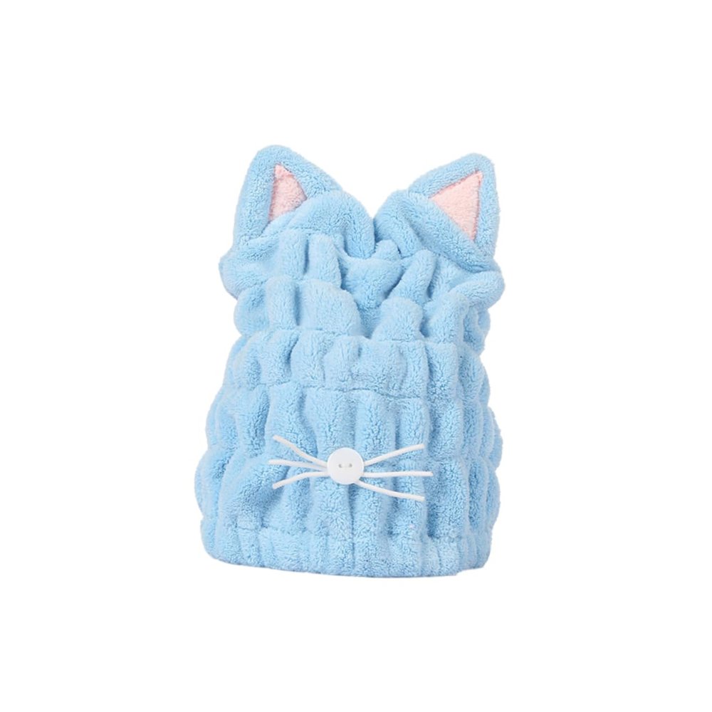 NOLITOY Cat Ear Hair Drying Towel, Quick Dry Coral Fleece Cap for Travel