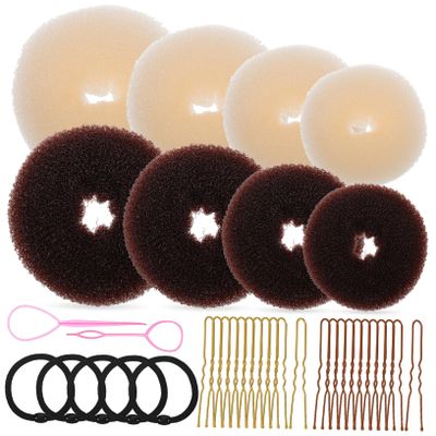 Baluue Hair Bun Maker with Donut Buns U Shaped Pins Hair Ties Versatile Hairstyle Tools for Women Easy Elegant Updo Chignon Twist Styling Accessories
