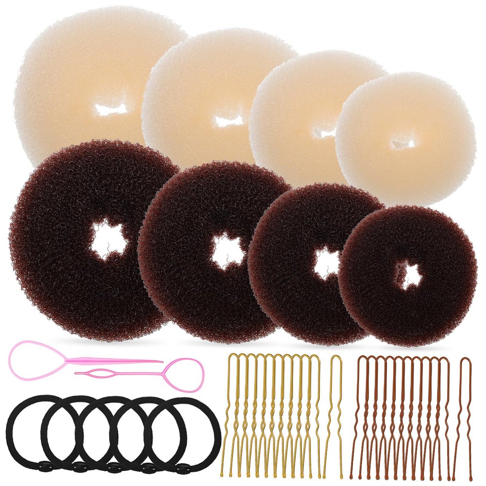 Baluue Hair Bun Maker with Donut Buns U Shaped Pins Hair Ties Versatile Hairstyle Tools for Women Easy Elegant Updo Chignon Twist Styling Accessories