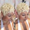 Besteffie Pixie Cut Curly Wigs for Black Women Blonde Short Layered Pixie Cut Human Hair Wigs With Bangs Summer No Glue Short Curly Human Hair Wig for Daily Use view 2
