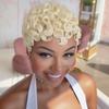 Besteffie Pixie Cut Curly Wigs for Black Women Blonde Short Layered Pixie Cut Human Hair Wigs With Bangs Summer No Glue Short Curly Human Hair Wig for Daily Use view 3
