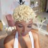 Besteffie Pixie Cut Curly Wigs for Black Women Blonde Short Layered Pixie Cut Human Hair Wigs With Bangs Summer No Glue Short Curly Human Hair Wig for Daily Use view 4