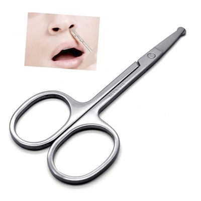 FRCOLOR Stainless Steel Vibrissa Scissors with Rounded Tips for Safe Nose Hair Trimming Eyebrow Grooming Beard and Mustache Maintenance Rust Resistant Precision Trimmer for Men and Women
