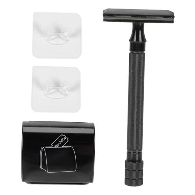 Didiseaon Old Style Double Sided Manual Safety Razor Beard Shaving Tool for Men Handle with Stand and Blade Storage Box Skin Friendly Grooming Kit for Smooth Shave
