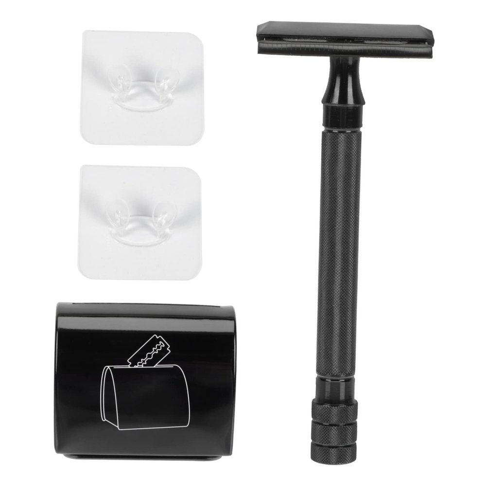 Didiseaon Old Style Double Sided Manual Safety Razor Beard Shaving Tool for Men Handle with Stand and Blade Storage Box Skin Friendly Grooming Kit for Smooth Shave