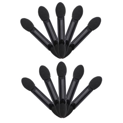 COOLHIYA 10pcs Disposable Dual Sided Eyeshadow Sponge Brushes Black Handle Oval Tips Makeup Tool Kit for Travel Parties Daily Use Easy to Carry and Apply