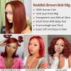 10 Inch Reddish Brown Short Bob Wig Human Hair Glueless Wigs Human Hair Pre Plucked 180% Density Reddish Brown 13x4 transparent Lace Front Wigs for Women Straight Lace Front Bob 33# Color view 4