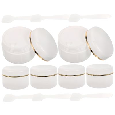 6 Pack 90ml PP Cream Jars with Spoon, Leak-Proof White Travel Containers