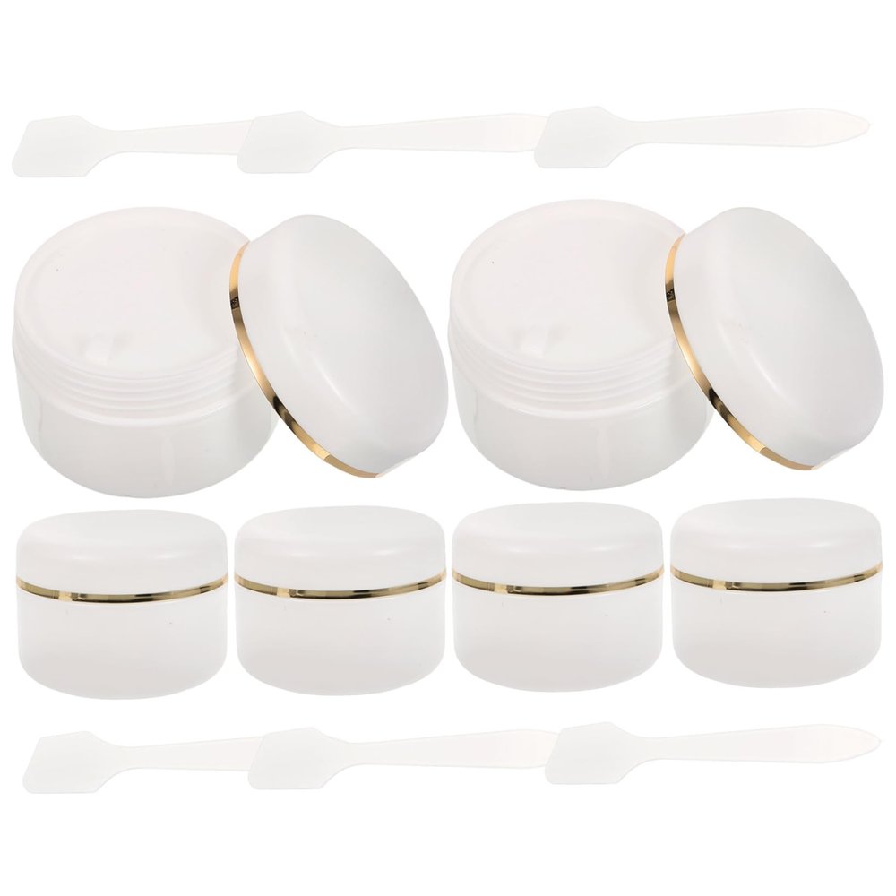 6 Pack 90ml PP Cream Jars with Spoon, Leak-Proof White Travel Containers
