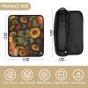 CuwrYet Hair Tools Travel Bag Heat Resistant Mat Holder Curling Iron Organizer Flat Iron Storage Case For Women Portable Pouch Black Sunflowers and Leaves view 4