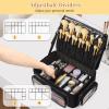 Bagmoly Large Makeup Case Cosmetic Organizer Box Brush Holder, Travel Makeup Train Case with 3 Clear Bags, Professional Makeup Artist Bag Cosmetic Case with Adjustable Dividers and Shoulder Strap view 2