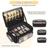 Bagmoly Large Makeup Case Cosmetic Organizer Box Brush Holder, Travel Makeup Train Case with 3 Clear Bags, Professional Makeup Artist Bag Cosmetic Case with Adjustable Dividers and Shoulder Strap view 3