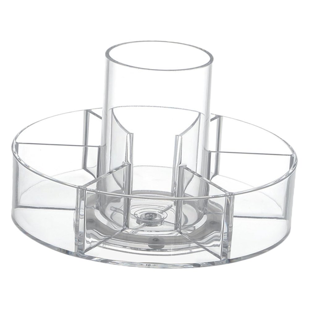 ASAKKURA Rotating Cosmetic Organizer Tray with Divided Compartments Thickened Makeup and Spice Rack for Bathroom Kitchen Countertop Dresser Storage and Desktop Cabinet Organization