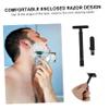 VALICLUD Manual Beard Shaver Safety Razor with Slip Handle Double Sided Cutter for Precise Facial Grooming Men and Women view 3