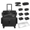 Rolling Makeup Train Case with Large Makeup CaseProfessional Makeup Artist Traveling Bag with 7 Small Clear Bags, Cosmetology Case on Wheels, Adjustable Dividers for Cosmetics Makeup Brushes Toiletry view 1