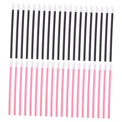 Didiseaon 200pcs Plastic Lip Brush Makeup Applicators Portable Lipstick Brush with Angled Tips for Smooth Color Application Professional Travel Use Pink and Black