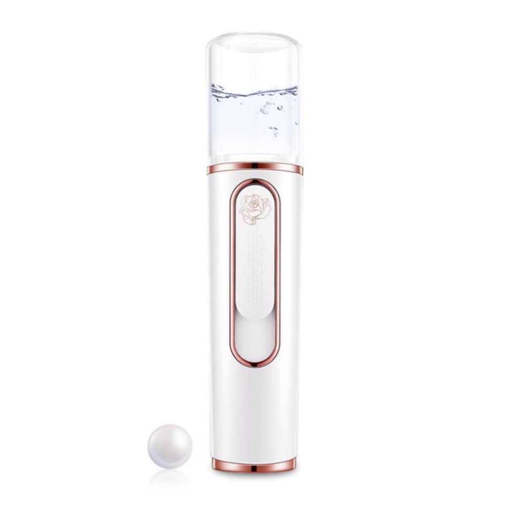FRCOLOR Portable Mini Nano Mist Facial Steamer Rechargeable Handheld Face Sprayer with Cool Moisturizing Spray for Skin Care Abs Material Non Slip Grip White