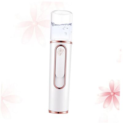 Baluue Portable Mini Facial Steamer Nano Mist Sprayer for Skin Care Abs Handheld Humidifier with Non Slip Grip Rechargeable White Moisturizing Device for Routine