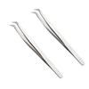 2Pcs Grafting Eyelashes Tweezer Fine Pointed Silver Metal Makeup Tools view 1