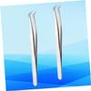 2Pcs Grafting Eyelashes Tweezer Fine Pointed Silver Metal Makeup Tools view 3