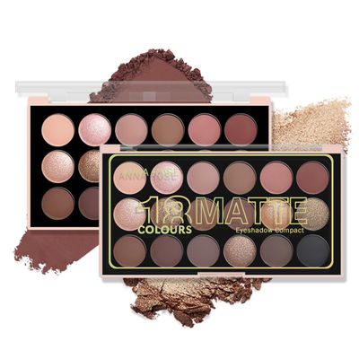 18 Color Eyeshadow Palette Makeup Set, Nude Neutral Warm and Cool Toned Shades with Matte Shimmer Glitter, Long Lasting Highly Pigmented Eye Shadow for Natural Smokey or Glam Looks (#01)