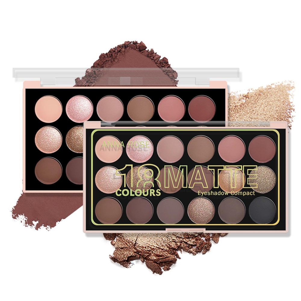 18 Color Eyeshadow Palette Makeup Set, Nude Neutral Warm and Cool Toned Shades with Matte Shimmer Glitter, Long Lasting Highly Pigmented Eye Shadow for Natural Smokey or Glam Looks (#01)
