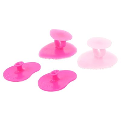 4pcs Manual Facial Cleansing Brush Kit Face Scrub Brush Soft Silicone Bristles for Travel Random Color