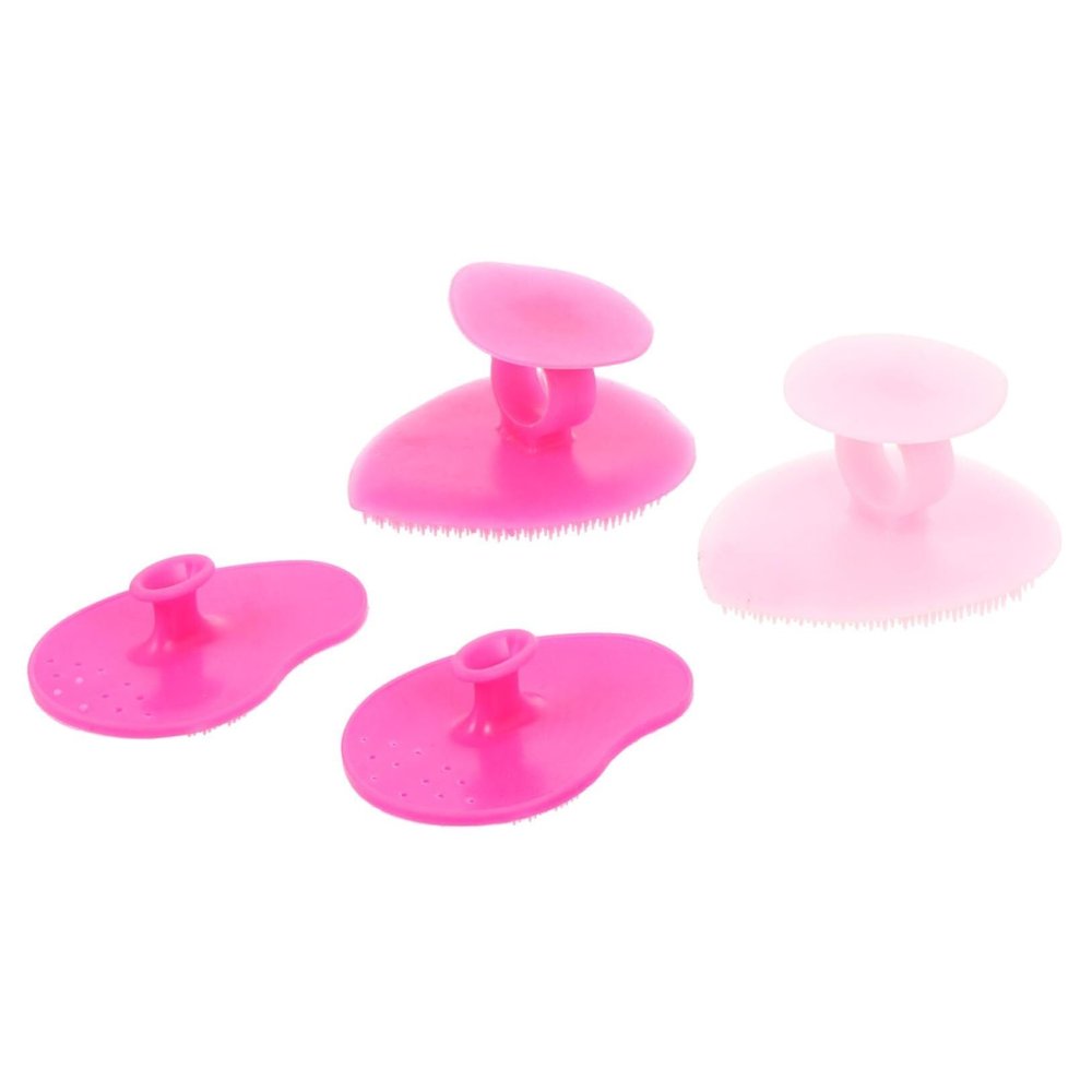 4pcs Manual Facial Cleansing Brush Kit Face Scrub Brush Soft Silicone Bristles for Travel Random Color