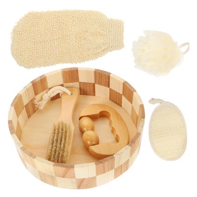 CATIEBYE Foot Scrubbing Tool with Pumice and Exfoliating Gloves Body Scrubber Kit for Deep Cleansing and Softening Feet Knees Legs Practical Bath Ball Supplies for Smooth Skin Care