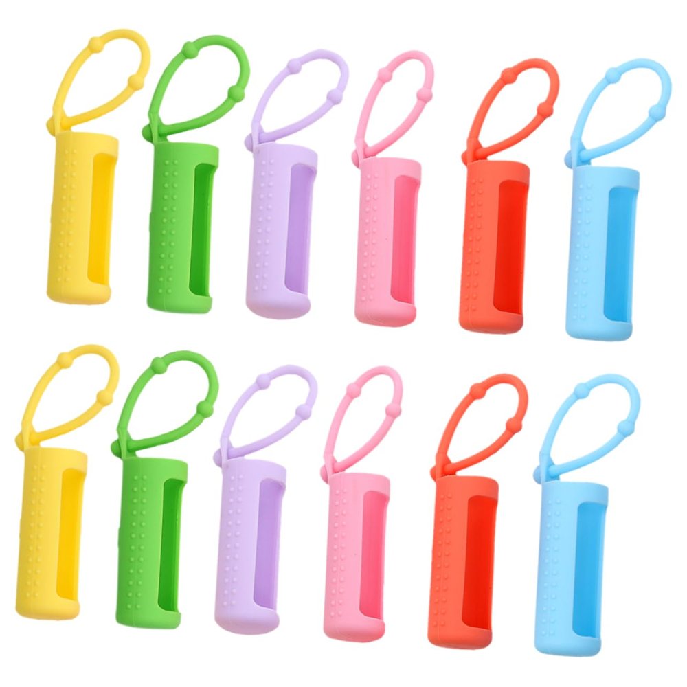 Beavorty 12Pcs Silicone Bottle Cover Case with Adjustable Hanging Strap Drop Resistant Protective Sleeve for Essential Oil Bottles Travel Containers
