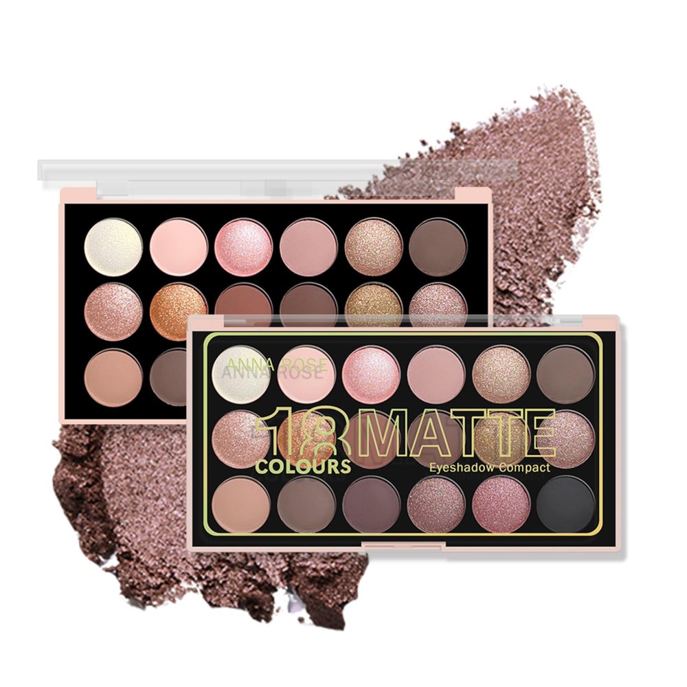 18 Color Eyeshadow Palette Makeup Set, Nude Neutral Warm and Cool Toned Shades with Matte Shimmer Glitter, Long Lasting Highly Pigmented Eye Shadow for Natural Smokey or Glam Looks (#02)
