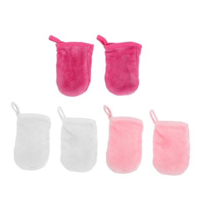 Beavorty 6Pcs Makeup Remover Gloves for Women Super Exfoliating Facial Cleansing Mitts Washable Reusable Travel Soft Skin Scrubber with Hanging Design