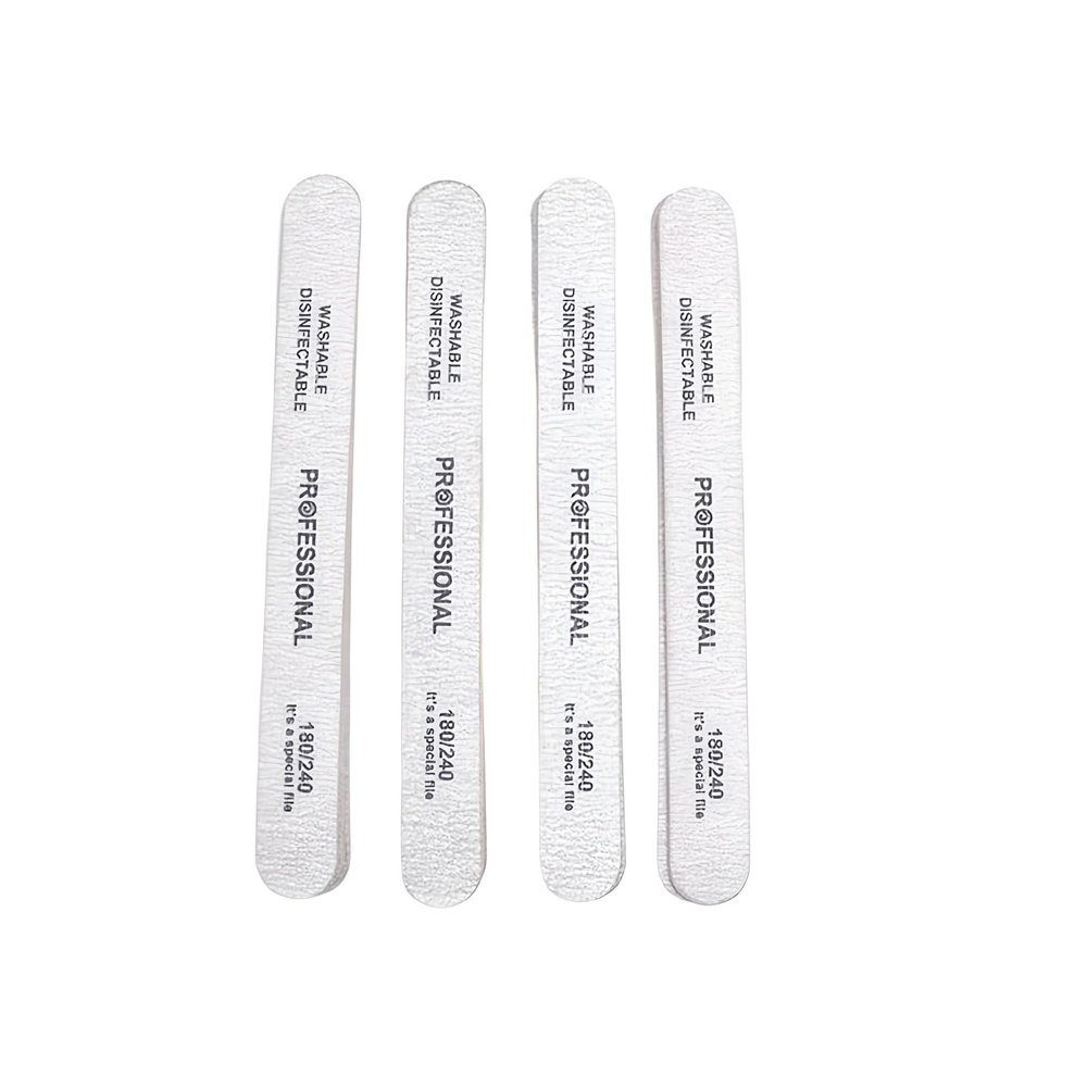 20pcs Nail File Kit Professional Washable & Disinfectable Nail Buffer Grit 100/180/240 Sanding Tools for Acrylic Gel Nails Manicure Pedicure, Reusable Emery Board Set (Gray, 20, Count, 180/240 Grit)